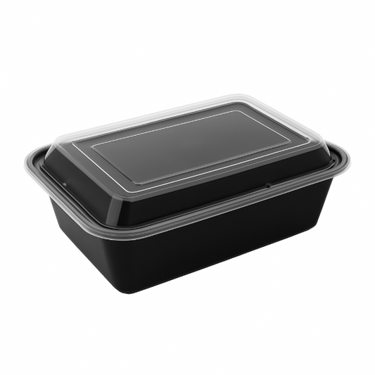 24oz Onyx PP Microwavable & Reusable Black Base Clear Lid (6x25)