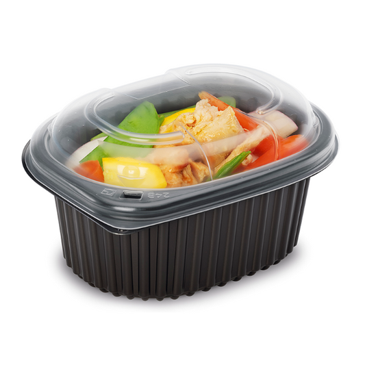 16oz Black 1-Compartment Microwaveable Containers (8x80)