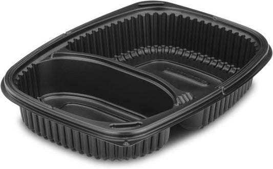 34oz Black 2-Compartment Microwaveable Containers (8x40)