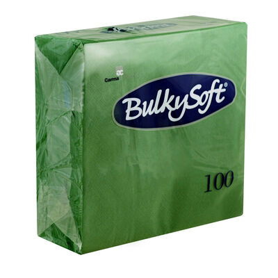 BulkySoft 40x40cm Green 2ply 4 Fold Dinner Napkin (20x100)
