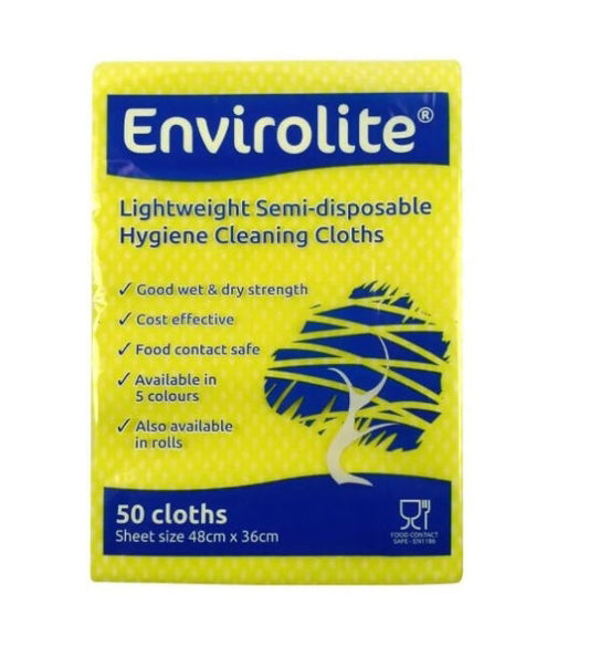 Envirolite Folded Cleaning Cloths Yellow (10x50)