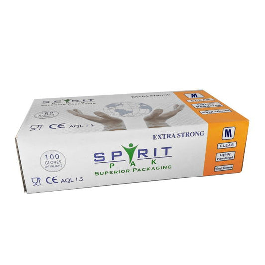 Spirit LP Clear vinyl gloves Medium (10x100)