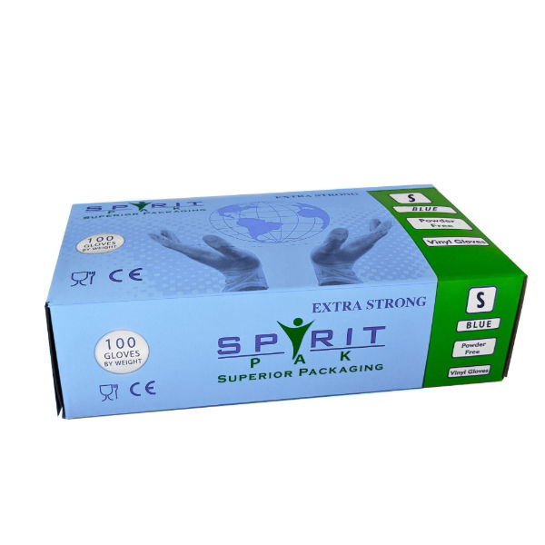 Spirit PF Blue vinyl Gloves Small (10x100)