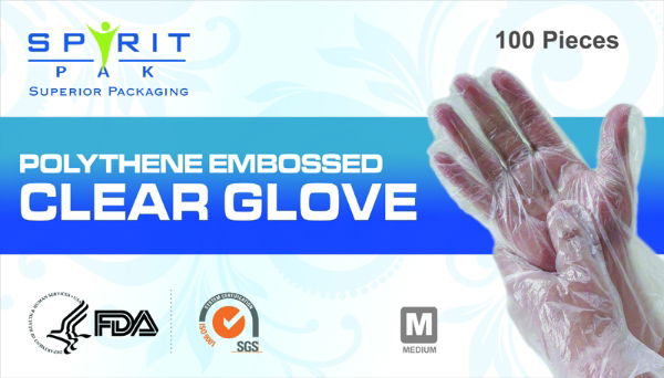 Medium Poly gloves clear embossed PE (100x100)
