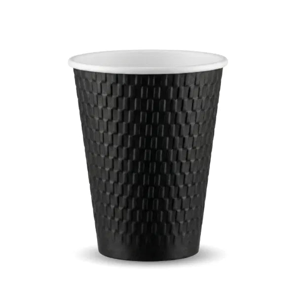 12oz Black Embossed PE DW Hot Cups (20 x 25's)