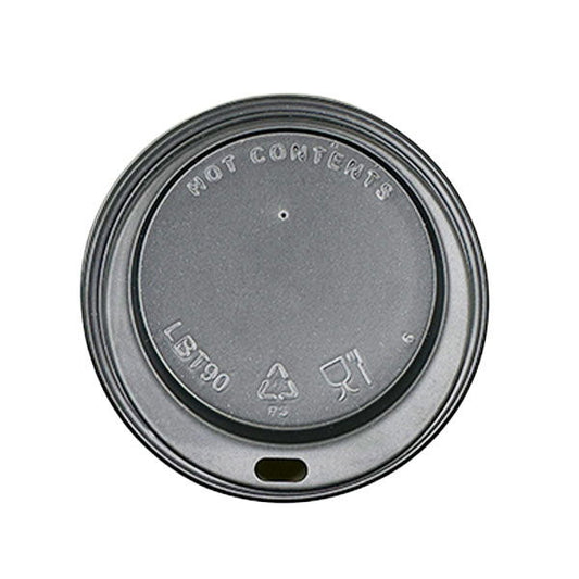 90mm Black Hot Cup Lids (16/12oz) (10x100)