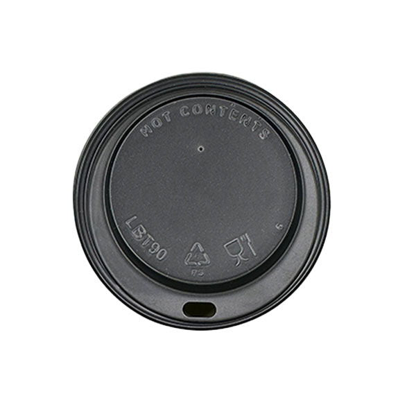 80mm Black Hot Cup Lids - (8oz) (10x100)