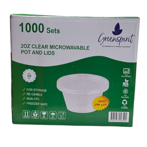 2oz Clear microwavable container and lids-Standard(1000)
