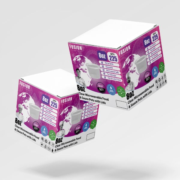 8oz Fusion Microwavable Food & Sauce Pots with Lids (225)