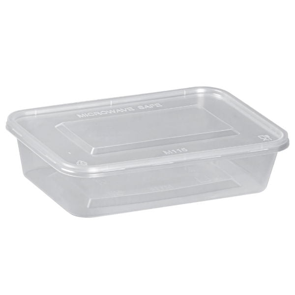 500ml Clear Microwavable Container & Lids -Heavy Duty (250)