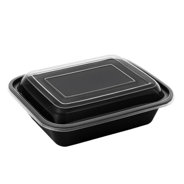 12oz Onyx PP Microwavable & Reusable Black Base Clear Lid (6x25)