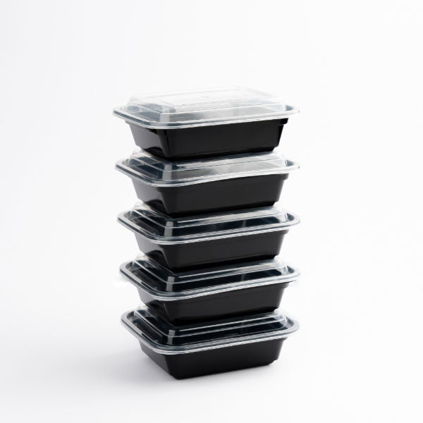 12oz Onyx PP Microwavable & Reusable Black Base Clear Lid (6x25)