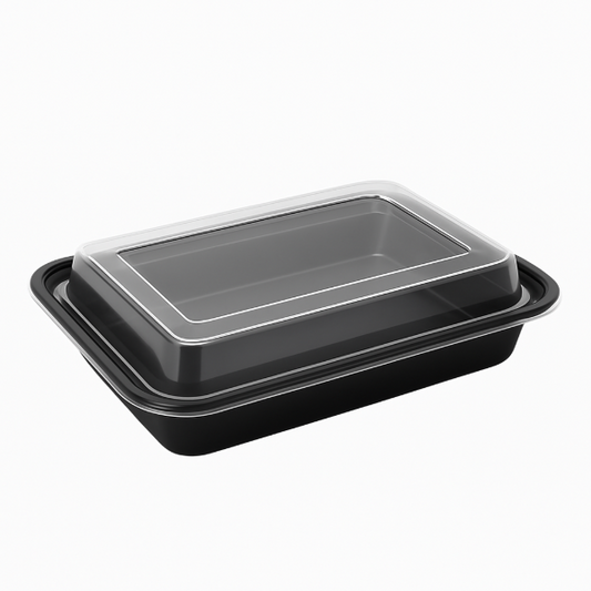 16oz Onyx PP Microwavable & Reusable Black Base Clear Lid (6x25)