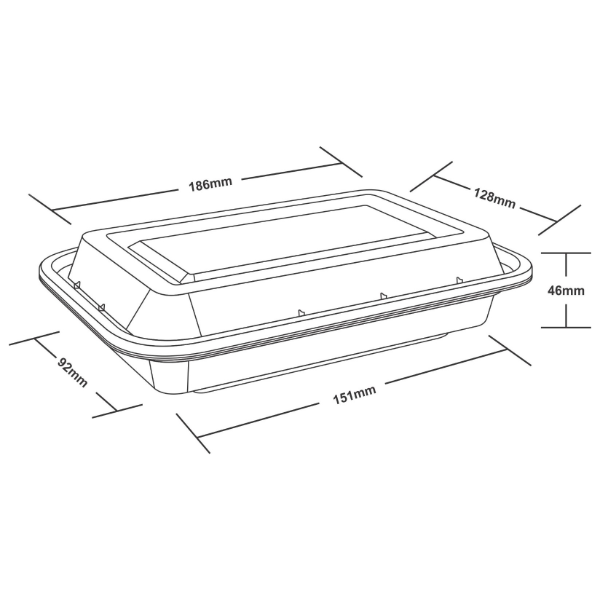 16oz Onyx PP Microwavable & Reusable Black Base Clear Lid (6x25)