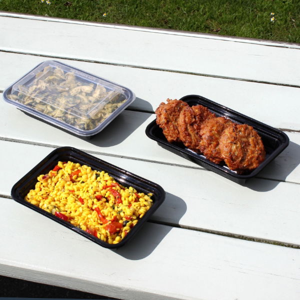 16oz Onyx PP Microwavable & Reusable Black Base Clear Lid (6x25)