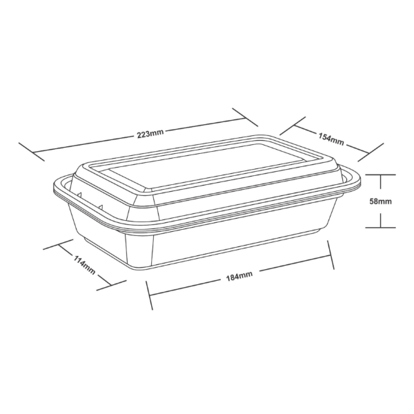 32oz Onyx 1 Comp PP Microwavable & Reusable Black Base Clear Lid (6x25)