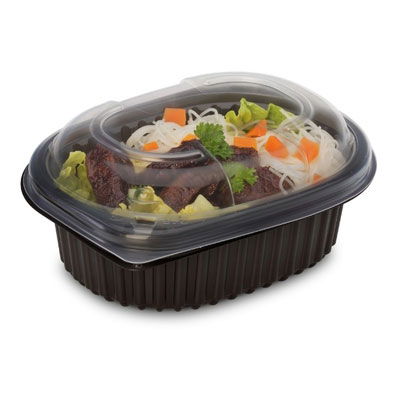 12oz Black 1-Compartment Microwaveable Containers (8x80)
