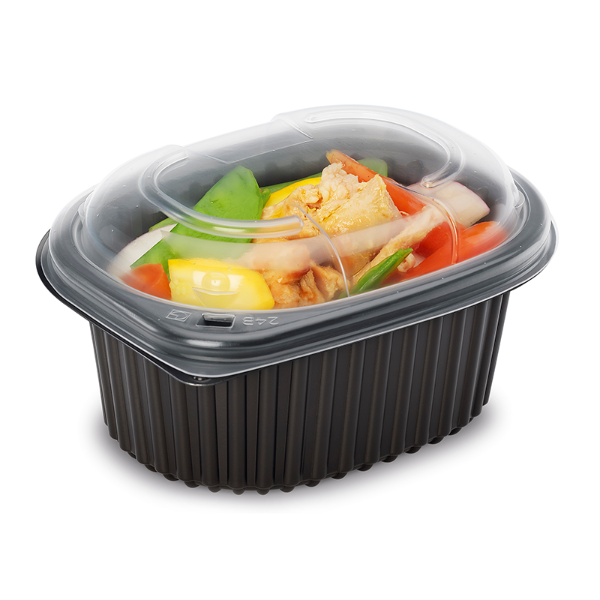 16oz Black 1-Compartment Microwaveable Containers (8x80)