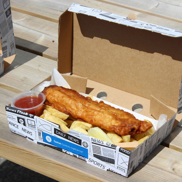 Small Corrugated Fish & Chip Box 255x150x50mm (100)