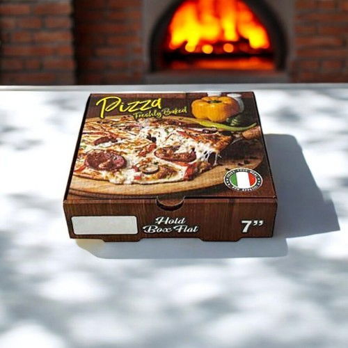 7" Freshly Baked corrugated pizza box (100)