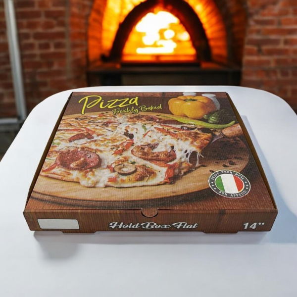 14" Freshly Baked corrugated pizza box (100)