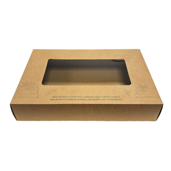 Large Kraft Platter Box & Insert Compostable Window (450mm x 310mm) (25s)