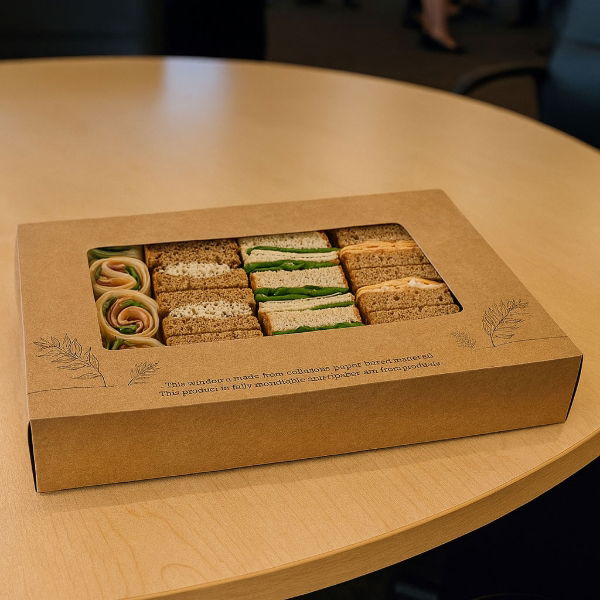 Large Kraft Platter Box & Insert Compostable Window (450mm x 310mm) (25s)