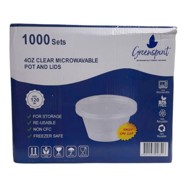 4oz Clear microwavable container and lids-Standard (1000)