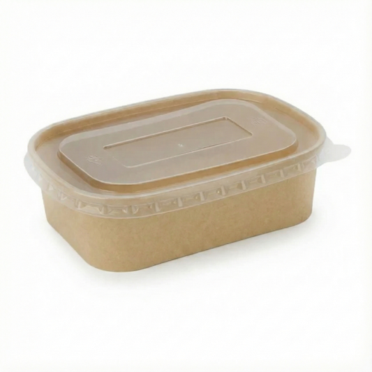 650ml Spiritpak Kraft Rectangular Cont & PP Lids (3 x 50's)