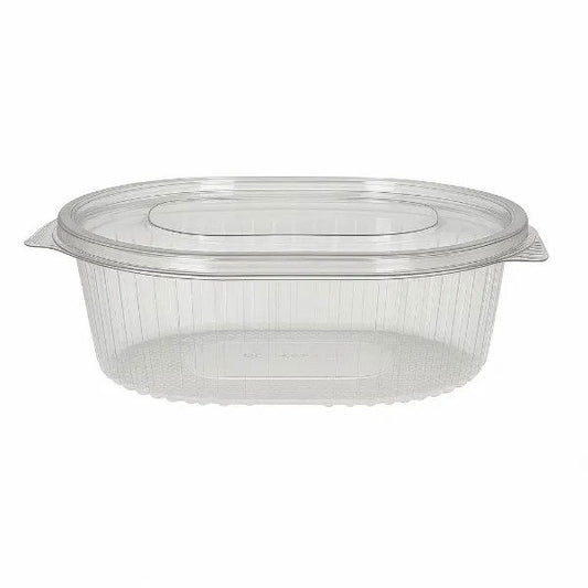 NEW 250cc rPET Oval hinged salad container (8x50)