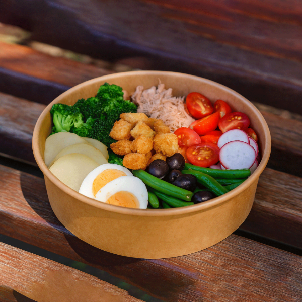 900ml Kraft Bowls PE (KB2) (6x50) - GO