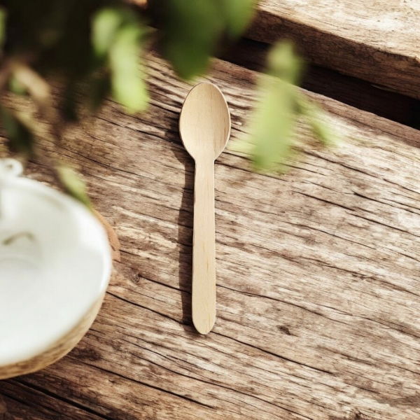 160mm Greenspirit Wooden Dessert Spoon (10x100)