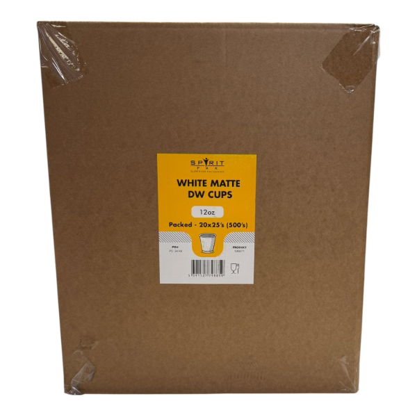 12oz White Matt PE DW Hot Cups (20x25)