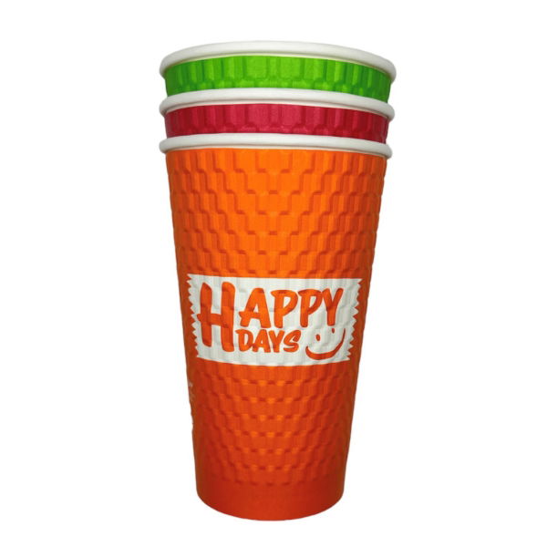 16oz Embossed Happy Days PE DW Hot Cups (20x25)