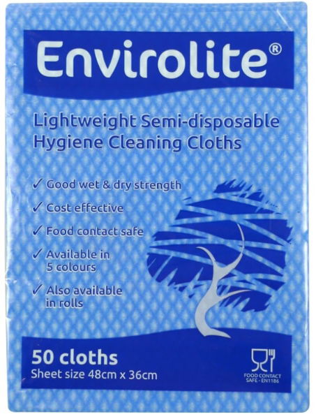 Envirolite Folded Cleaning Cloths Blue (10x50)