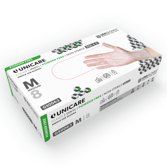 Powder Free Clear Vinyl Gloves Medium (10x100) SUB