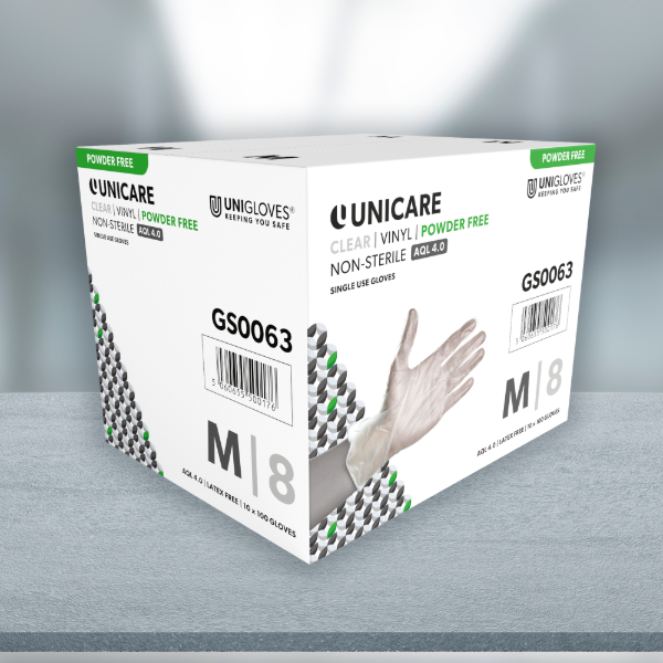 Powder Free Clear Vinyl Gloves Medium (10x100) SUB
