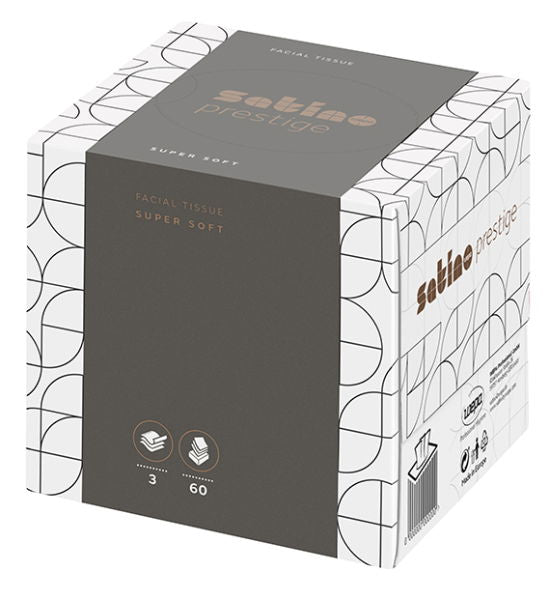 3ply Satino Prestige Facial Tissues Cube Box (30x60)
