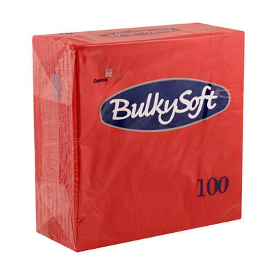 BulkySoft 40x40cm Red 2ply 4 Fold Dinner Napkin (20x100)