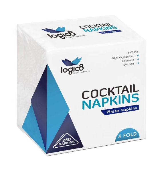 Logic8 White 2ply Cocktail Napkin (16 x 250's)