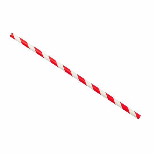 6x197mm, 3ply, Greenspirit Paper Straws Red Stripes (50x100)