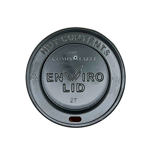 80mm Black Compostable Hot Cup Lids (8oz) (10x100)