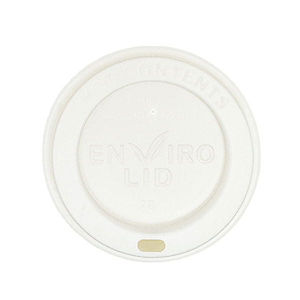 90mm White Compostable Hot Cup Lids (12/16oz) (10x100)