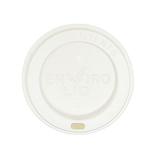 90mm White Compostable Hot Cup Lids (12/16oz) (10x100)
