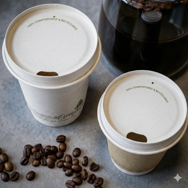 90mm Greenspirit Aqueous Paper Hot Cup Lids (12/16oz) (20x50)