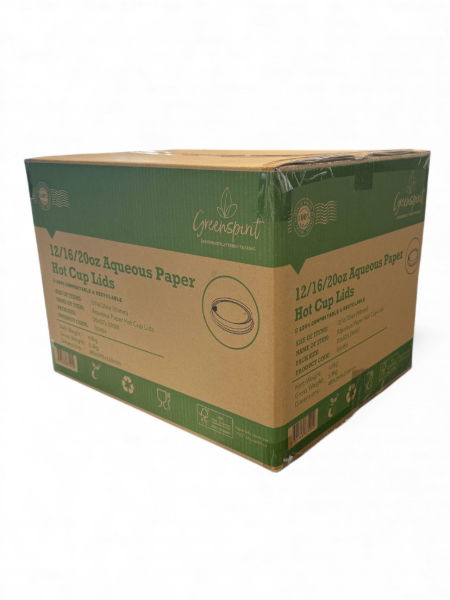 90mm Greenspirit Aqueous Paper Hot Cup Lids (12/16oz) (20x50)