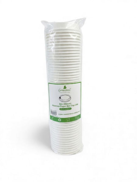 80mm Greenspirit Aqueous Paper Hot Cup Lids (8oz) (20x50)