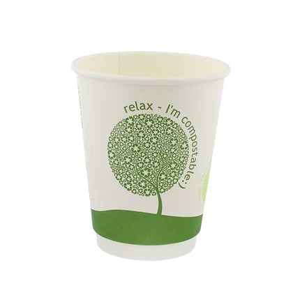 12oz Compostable Double Wall Disposable Coffee Cups (Leafware) x500